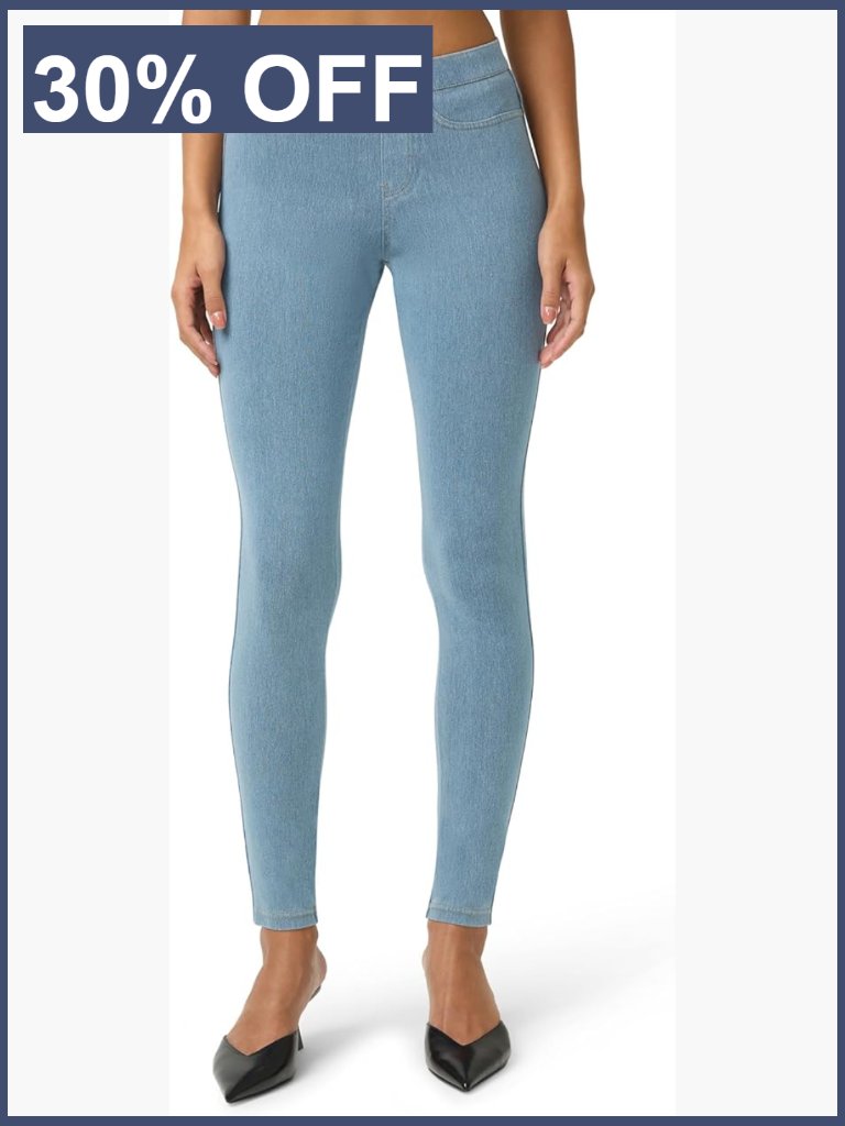 High Waisted Denim Leggings With Real Back Pockets, 29" Inseam, Stretch Skinny